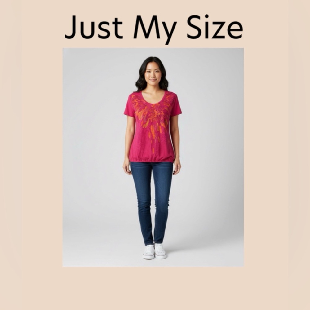 Just My Size Women's Vivid Pink Graphic Tee Size 1X